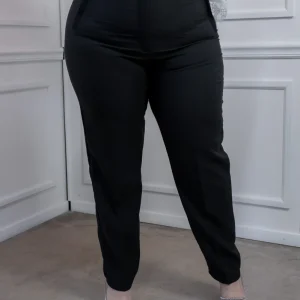 Pantalón Curvy Tipo Zara Negro Tiro Alto con Pinzas Estiliza