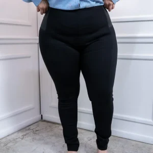 Pantalón Curvy Tipo Legging Negro Cintura Alta Elástica