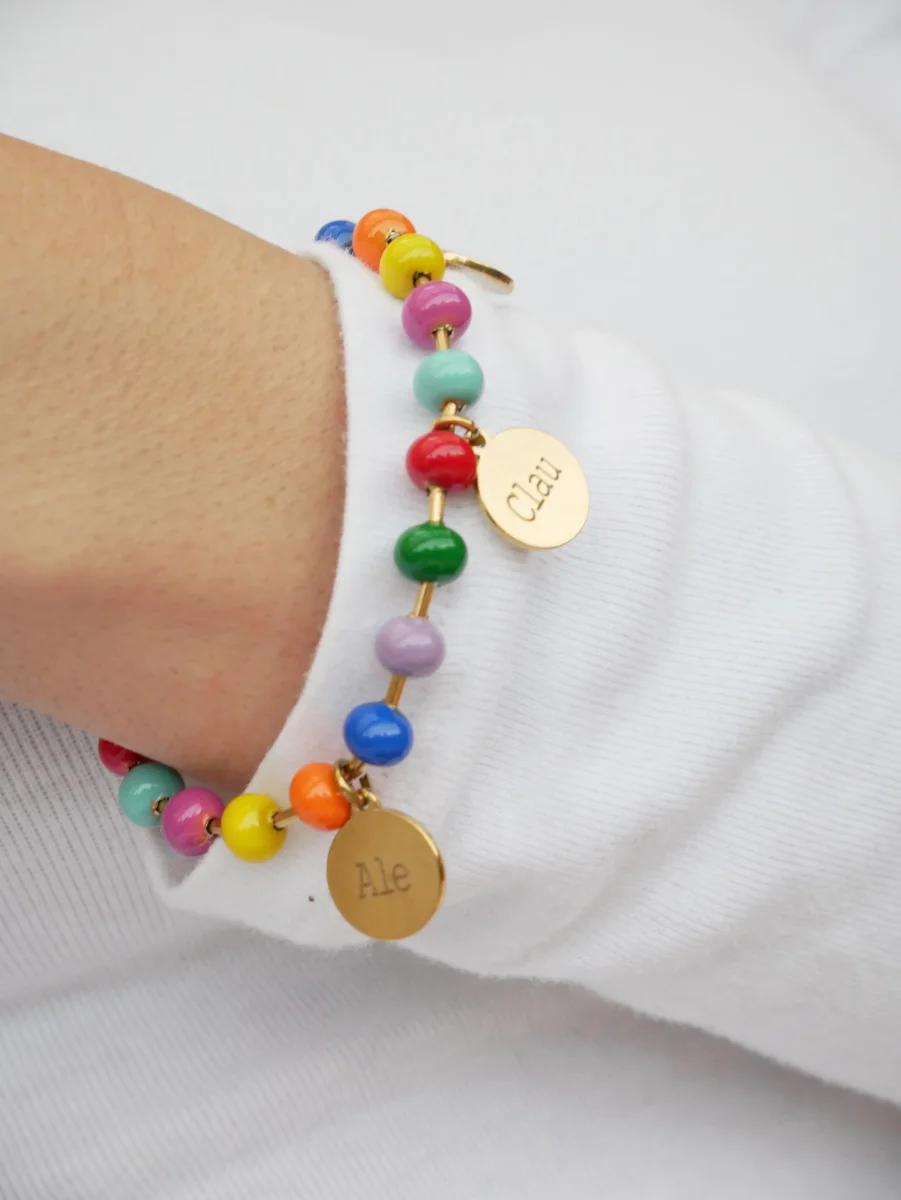 PULSERA BOLAS MULTICOLOR (personalizable) - Imagen 4