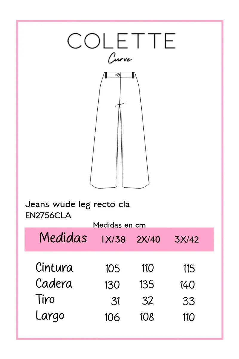 Jeans Curvy Wide Leg Cintura Alta Roto Azul Denim Claro - Imagen 3