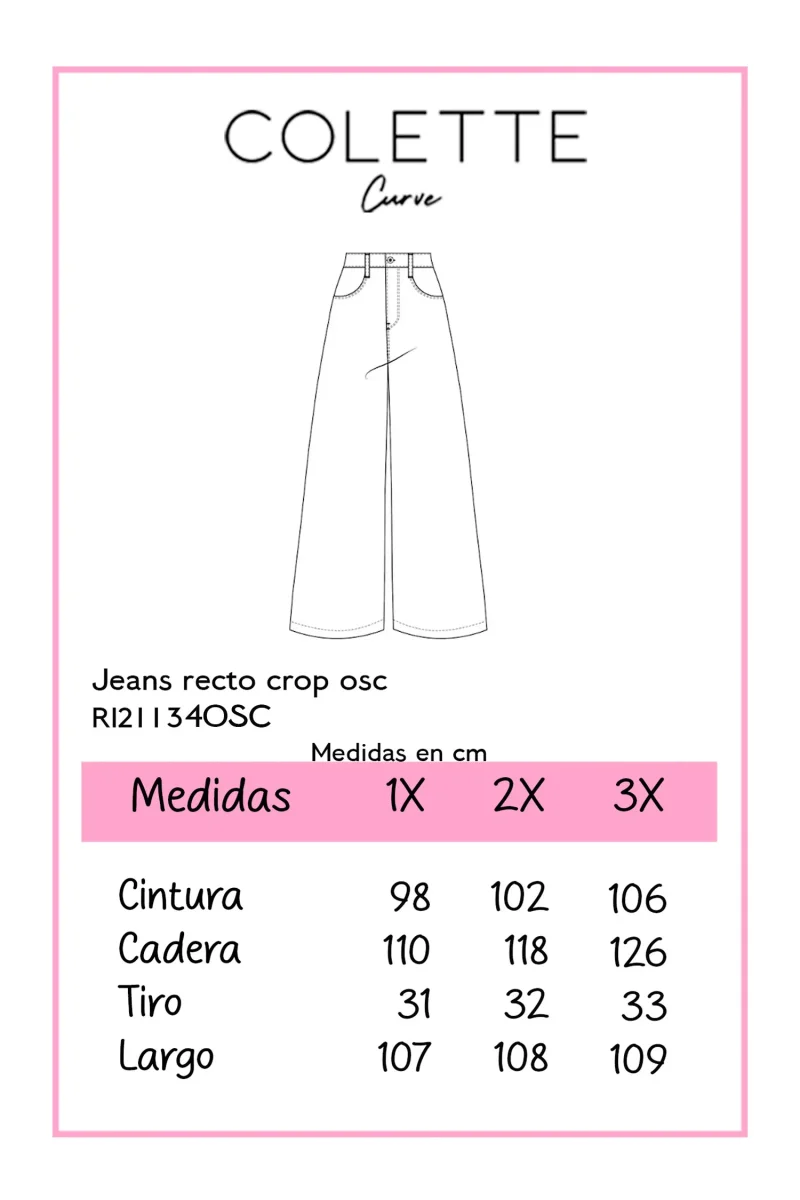 Jeans Curvy Recto Crop Oscuro Stretch Tiro Alto Estiliza - Imagen 3