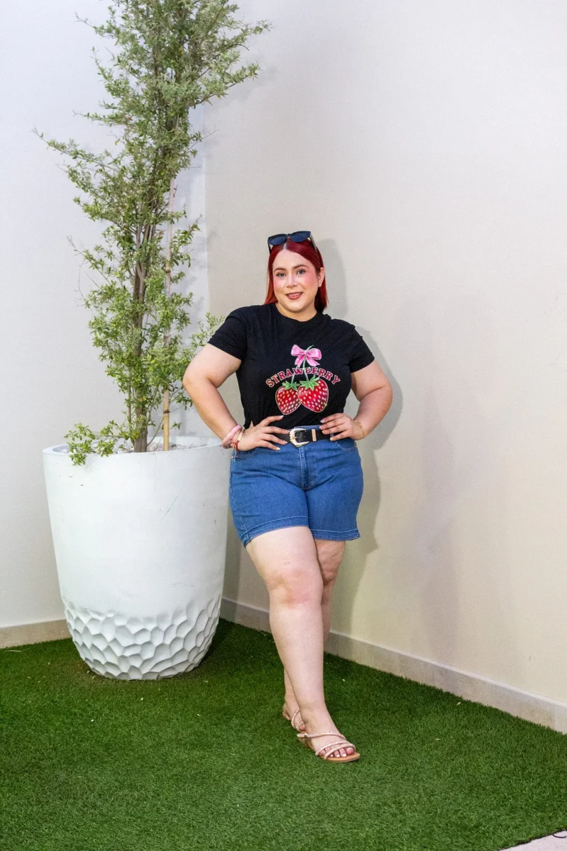 Short Curvy Mezclilla Liso Cintura Alta Azul Medio - Imagen 4