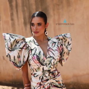 Vestido corto midi de fiesta estampadO