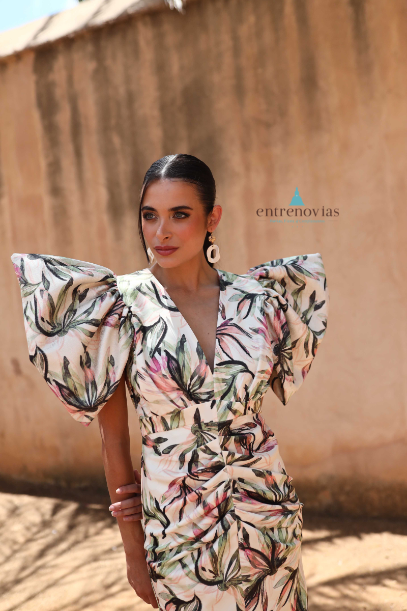 Vestido corto midi de fiesta estampadO - Imagen 2