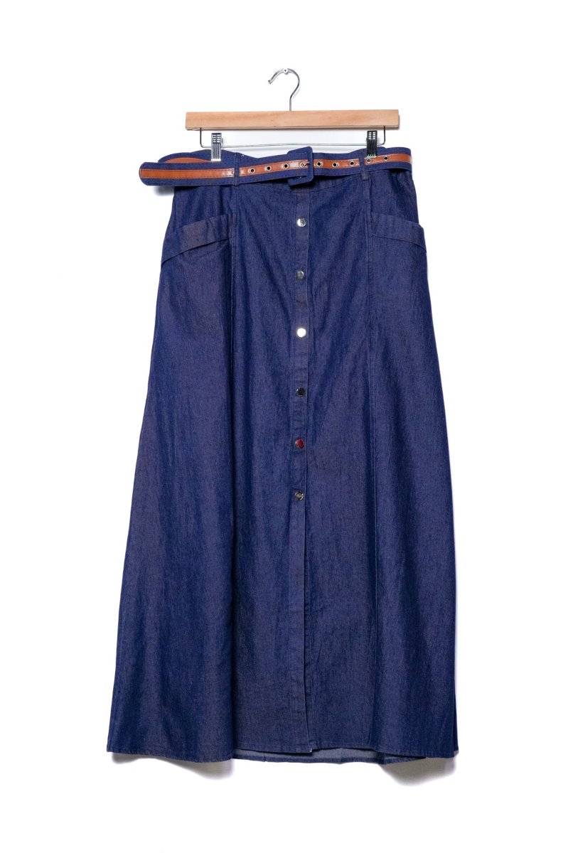 Falda Curvy Denim con Cinto Mezclilla Casual Versátil Femenina - Imagen 5