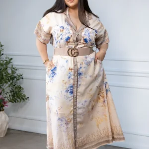 Maxi Vestido Camisero Curvy Estampado Floral