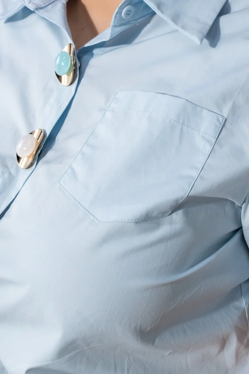 Camisa Curvy Botones Statement Azul - Imagen 8