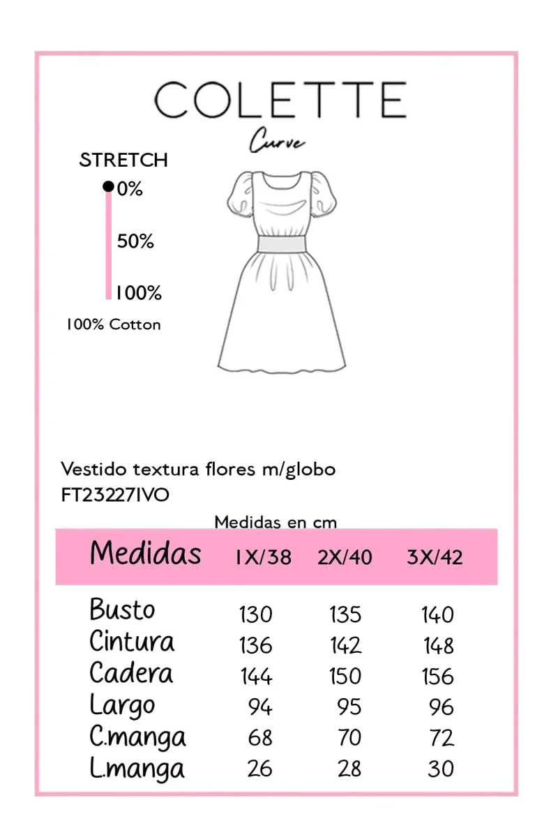 Vestido Camisero Curvy Eyelet Manga Globo Ivory - Imagen 4