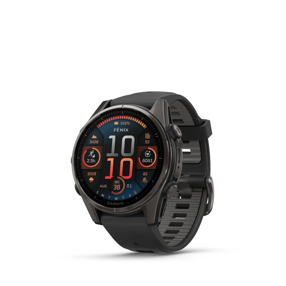 fēnix® 8 – 43 mm, AMOLED Sapphire, Titanio con revestimiento de DLC con correa de silicona negra/gris  nº ref: 010-02903-21 - Imagen 9