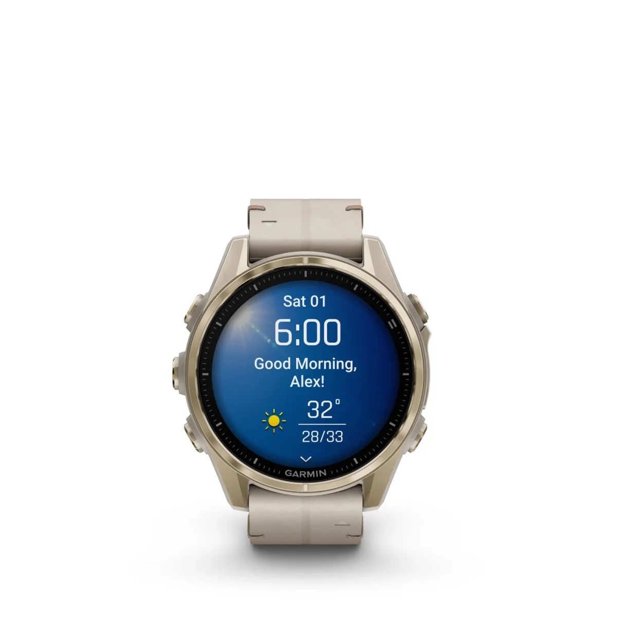 fēnix® 8 – 43 mm, AMOLED Sapphire, Dorado con correa de cuero color beige nº ref: 010-02903-40 - Imagen 3