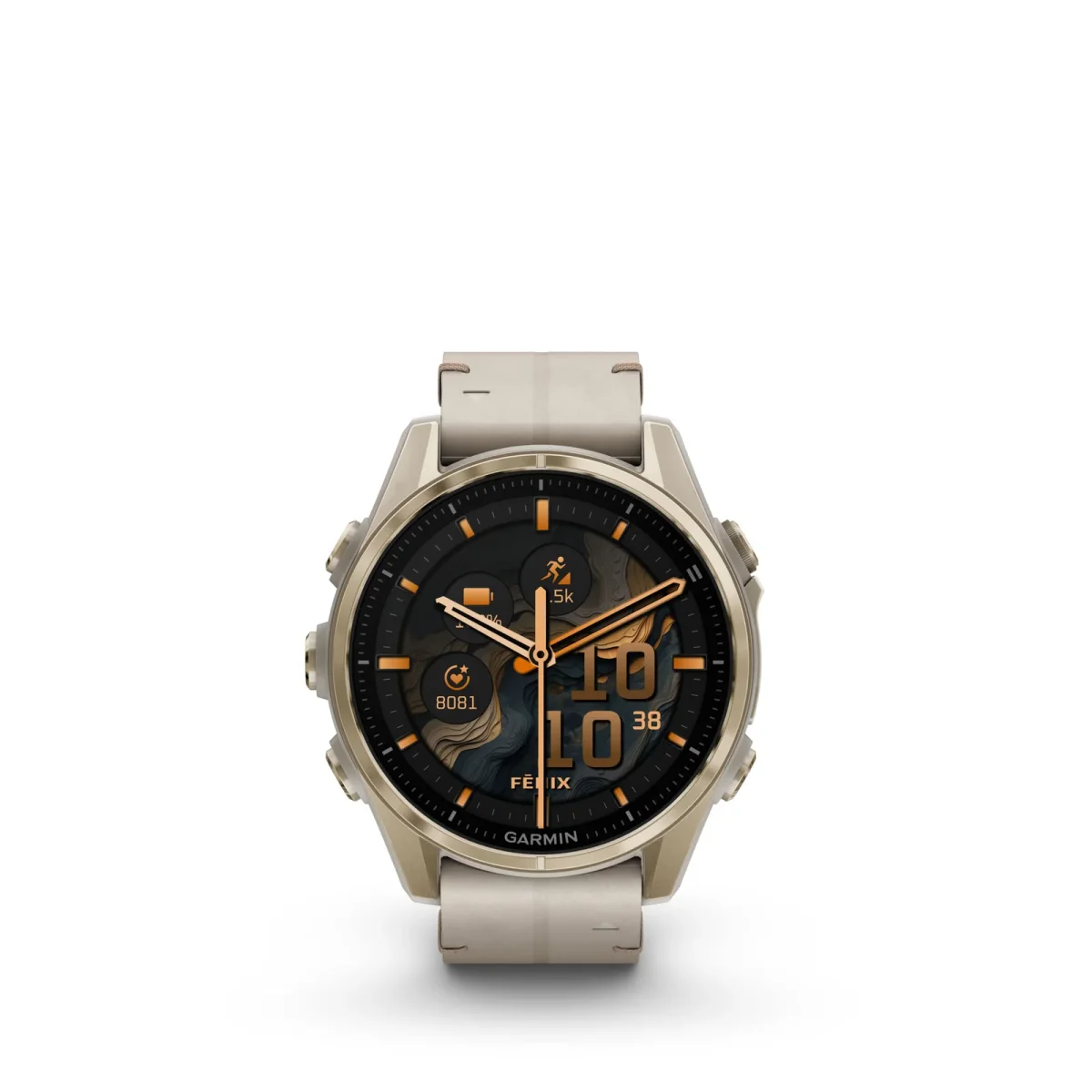 fēnix® 8 – 43 mm, AMOLED Sapphire, Dorado con correa de cuero color beige nº ref: 010-02903-40 - Imagen 8