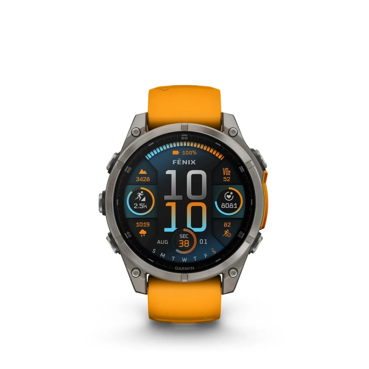 fēnix® 8 – 47 mm, AMOLED Sapphire, Titanio con correa de silicona naranja  nº ref: 010-02904-11 - Imagen 5