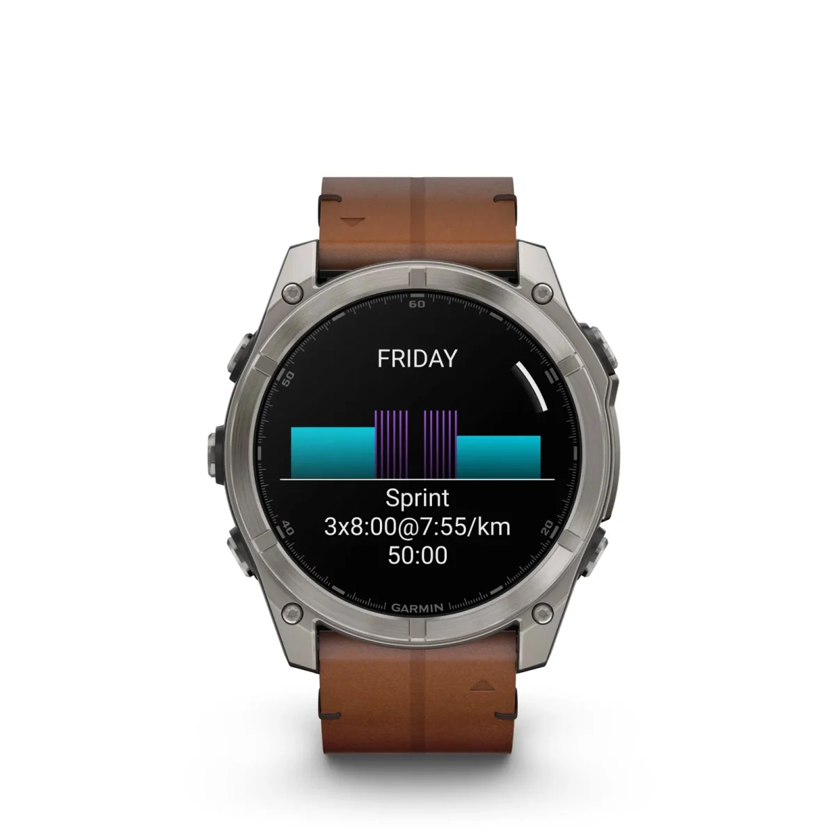 fēnix® 8 – 51 mm, AMOLED Sapphire, Titanio con correa de cuero marrón, núm. ref: 010-02905-40 - Imagen 8