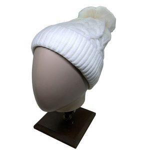 Gorro con pompón CH. EC23-018-Crema