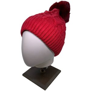 Gorro con pompón CH. EC23-018-Rojo