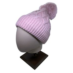 Gorro con pompón CH. EC23-018-Rosa viejo