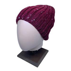 Gorro liso con brillo DA. 15883-Bordo