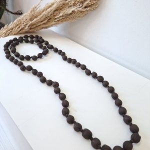 Collar largo bolas chocolate