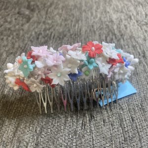 Peineta de de novia con flores de porcelana multicolor