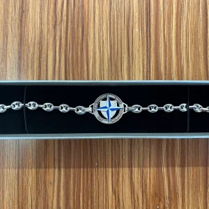 Pulsera de banderas plata de ley en multiples capas y alta calidad NATO