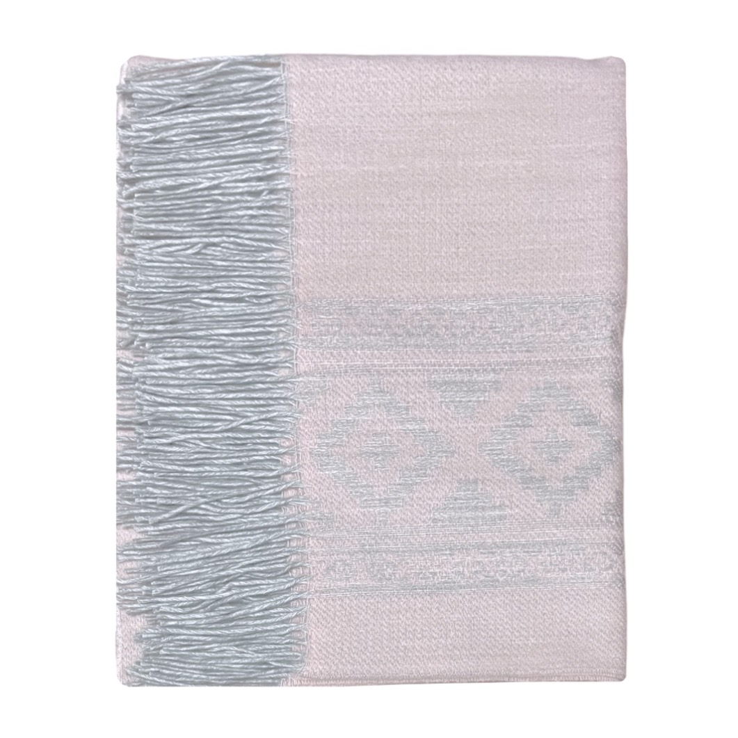 Ruana Atravesada Guarda Fleco Gris – Rosa - Imagen 4