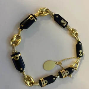 Pulsera de galones plata de ley con baño de oro de 18 kts