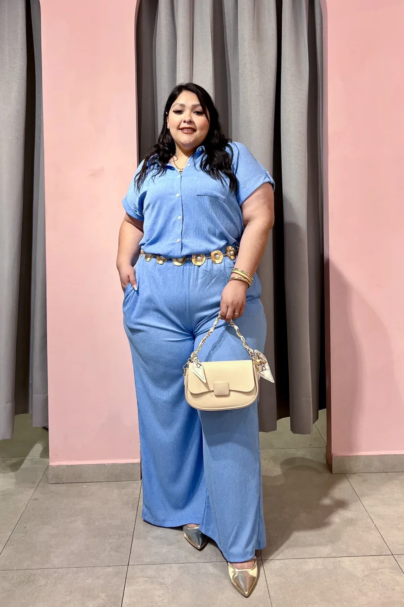 Conjunto Curvy 2 Piezas Tela Ligera Camisa y Pantalón Fluido - Imagen 4
