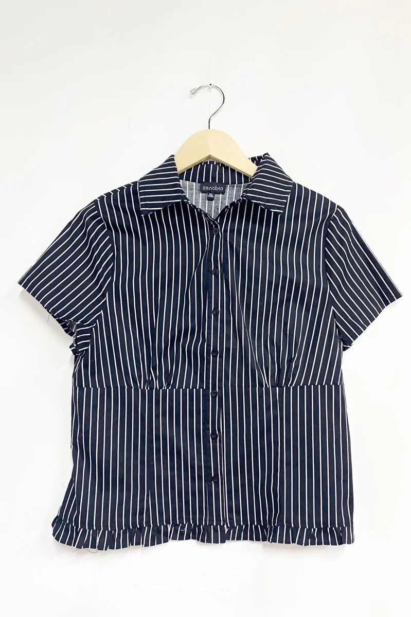 Camisa Curvy Rayas con Elástico Atrás Look Oficina Chic - Imagen 4
