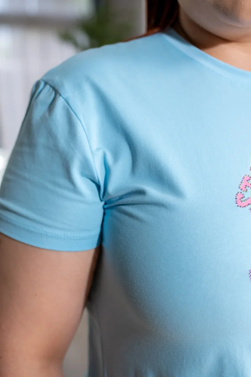 Playera Curvy Estampada Stay Positive Azul - Imagen 8