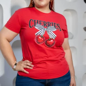 Playera Cherries Curvy Roja