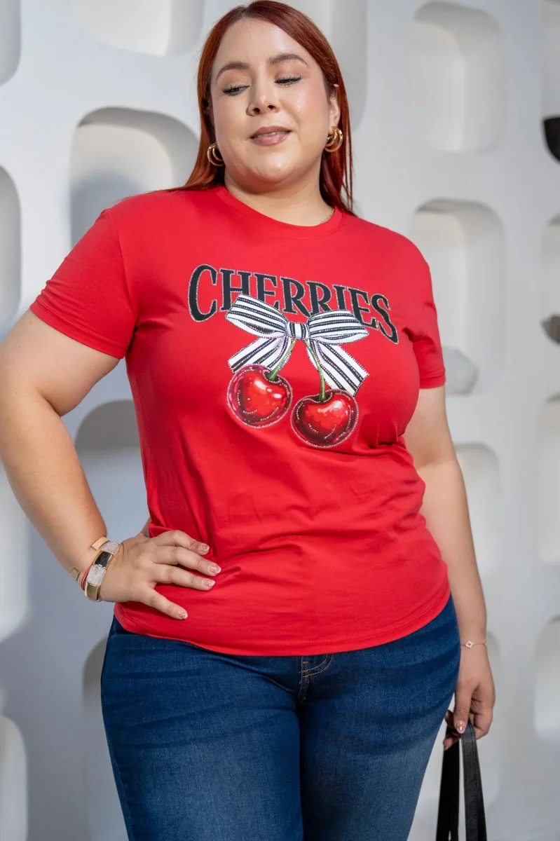 Playera Cherries Curvy Roja