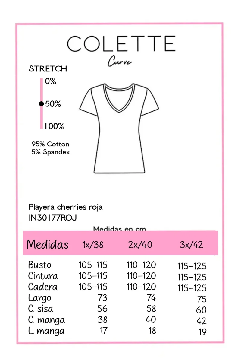Playera Cherries Curvy Roja - Imagen 3