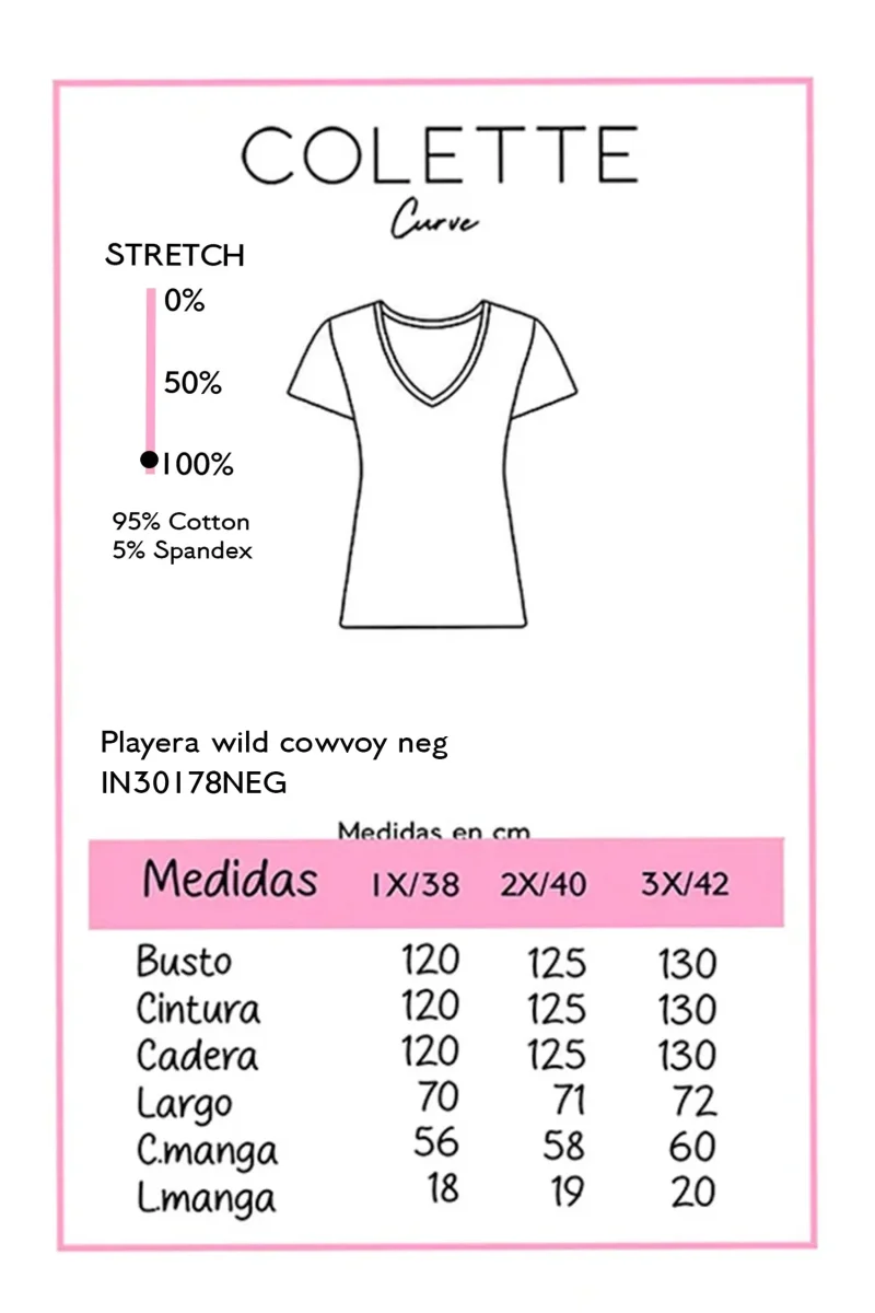 Playera Wild Cowvoy Curvy Negra - Imagen 3