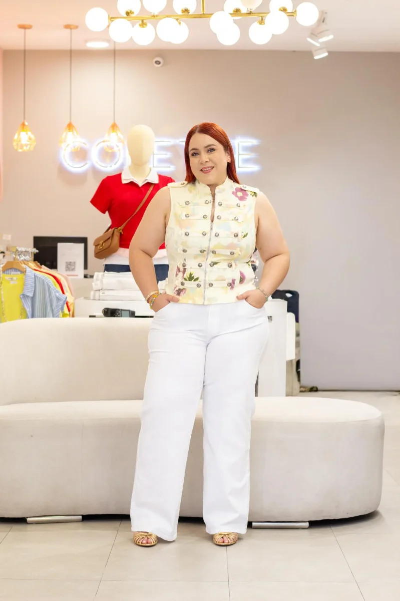 Jeans Wide Leg Liso Blanco Plus Size para Mujer - Imagen 6
