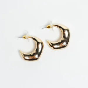 Arracadas Media Luna Chunky Dorado Brillante