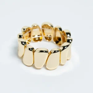 Pulsera Elastica Piezas Ovaladas Dorada