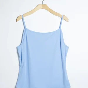 Blusa Curvy Camisola Tirantes Licra Azul Cielo Básica