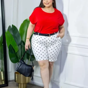 Bermuda Polka Dots Curvy Blanca/lazo y cuentas
