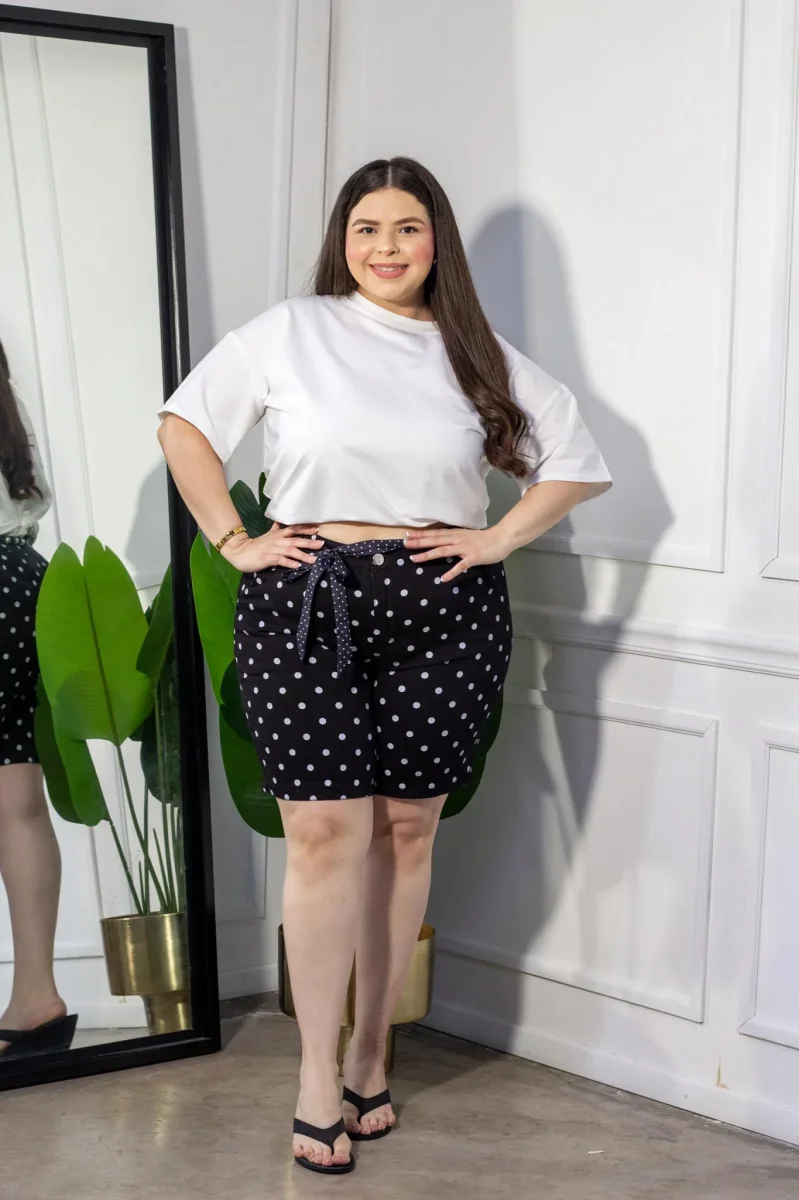 Bermuda Polka Dots Curvy Negra/ lazo y cuentas - Imagen 5