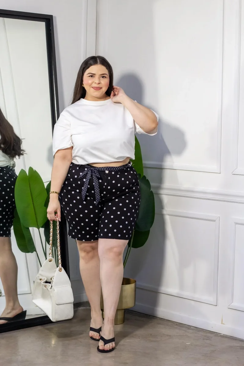 Bermuda Polka Dots Curvy Negra/ lazo y cuentas - Imagen 6