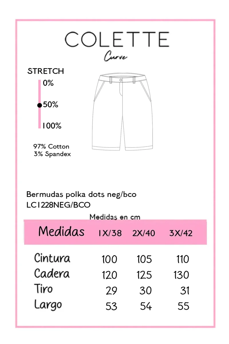 Bermuda Polka Dots Curvy Negra/ lazo y cuentas - Imagen 3