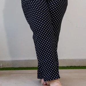 Jeans Curvy Polka Dots Cintura Alta Negro