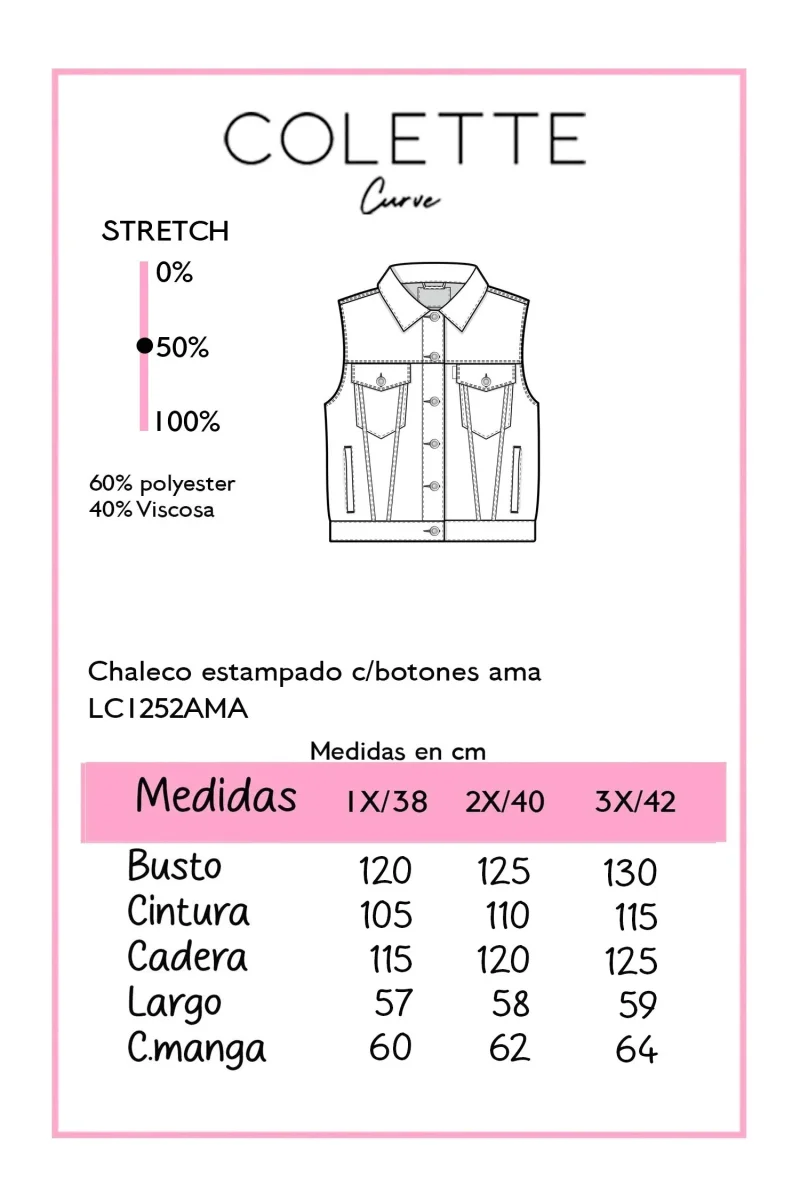 Chaleco Curvy Amarillo con Estampado Floral y Botones Metálicos - Imagen 3