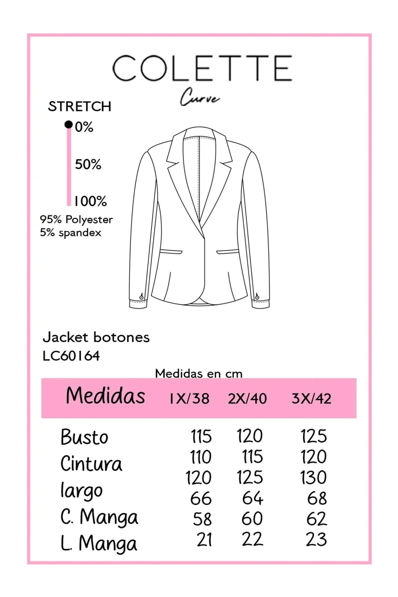 Jacket Curvy Botones Dorados Cropped Beige - Imagen 3