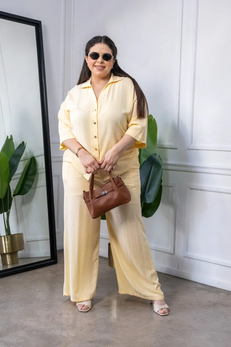 Set Blusa y Pantalón Curvy Amarillo Pastel - Imagen 5