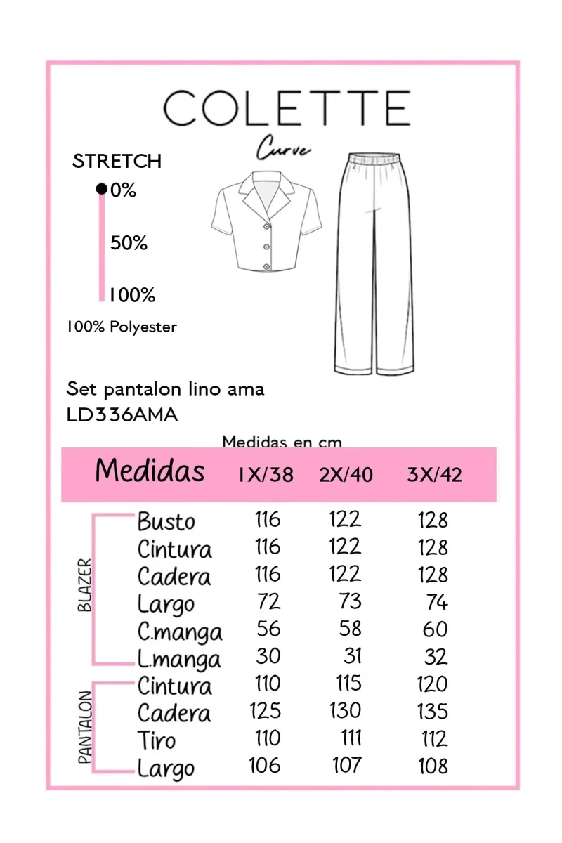Set Blusa y Pantalón Curvy Amarillo Pastel - Imagen 3