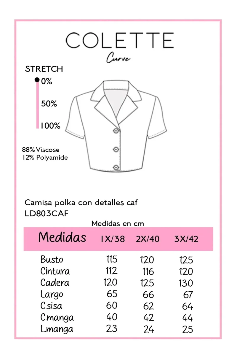 Camisa Curvy Polka Dots Detalles Café - Imagen 3