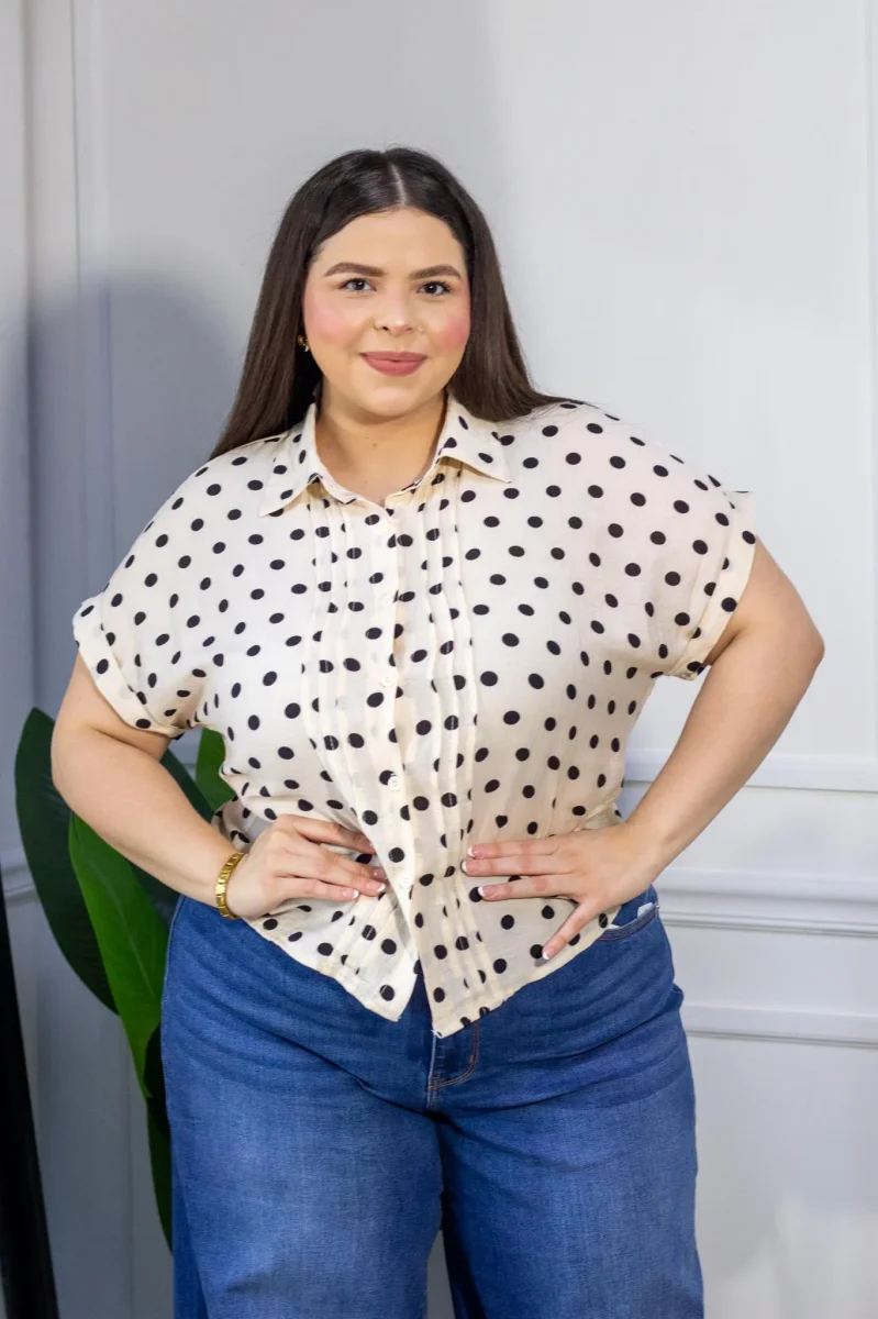 Camisa Polka dots Curvy Beige