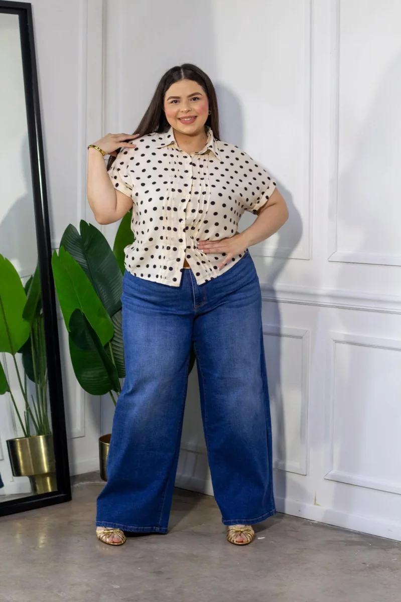 Camisa Polka dots Curvy Beige - Imagen 4