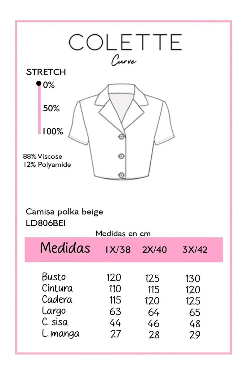 Camisa Polka dots Curvy Beige - Imagen 3